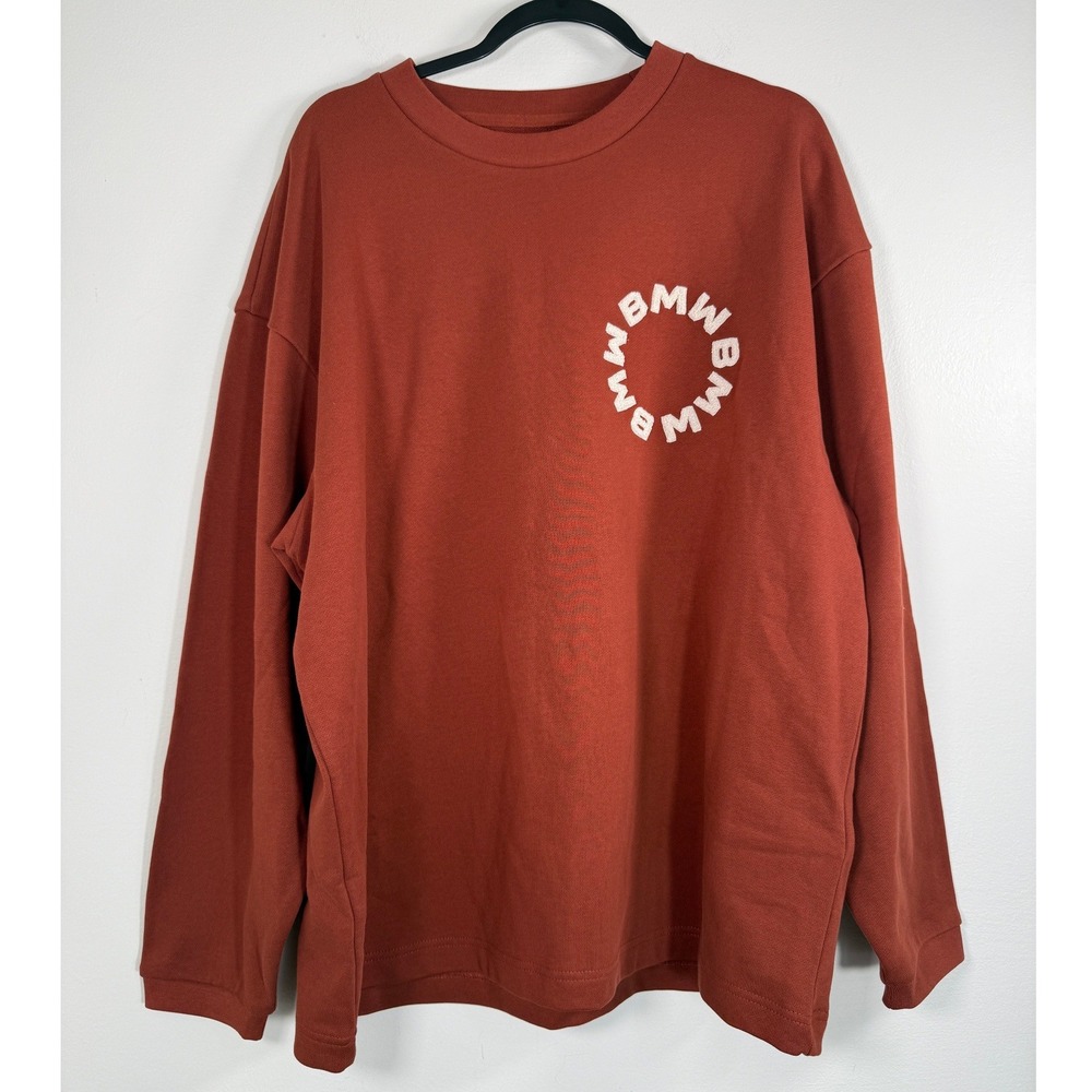 BMW Long Sleeve T-Shirt Mens M Rust Orange Graphic Lounge Streetwear Lux NEW